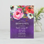 Lila Geburtstagsparty mit hellen Aquarellen Einladung (Stehend Vorderseite)