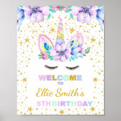 Lila Geburtstagsparty von Unicorn Begrüßungszeiche Poster (Vorne)