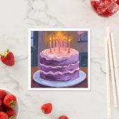 Lila Geburtstagstorte Malen Geburtstagsfeier Serviette (Beispiel)