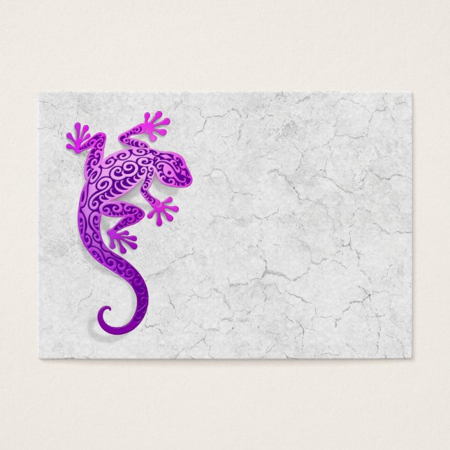 Lila Gecko auf einer Weißen Mauer (Vorderseite)