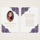 Lila Gedenkkarte für das Beerdigungsgebet (Vorne & Hinten)