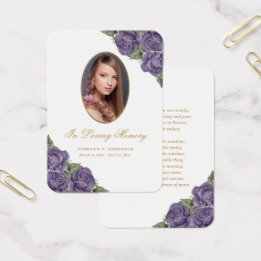 Lila Gedenkkarte für das Beerdigungsgebet