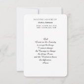 Lila Gedenkkarte für die Gebetsflora Dankeskarte (Rückseite)