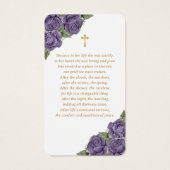 Lila Gedenkkarte zur Beerdigung (Rückseite)