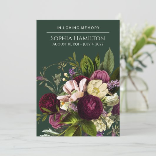 Lila Gedenkprogramm zur Beerdigung von Grünblumen Programm (Stehend Vorderseite)