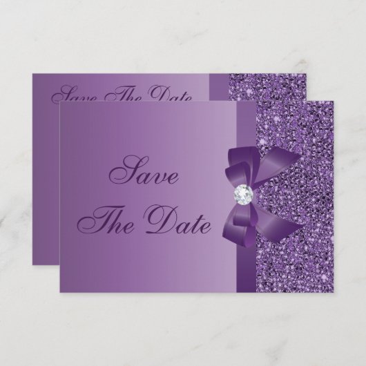 Lila gedruckte Sequenzen Hochzeitsszenierungen spe Save The Date (Vorne/Hinten)