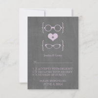 Lila Geeky Glasses Chalkboard Response Card