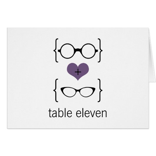 Lila Geeky Glasses Tischnummer Card (Vorderseite (Horizontal))
