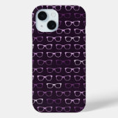 Lila Geeky Hipster Glasses Pattern Case-Mate iPhone Hülle (Rückseite)