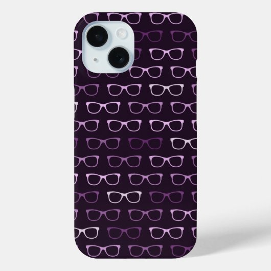Lila Geeky Hipster Glasses Pattern Case-Mate iPhone Hülle (Rückseite)