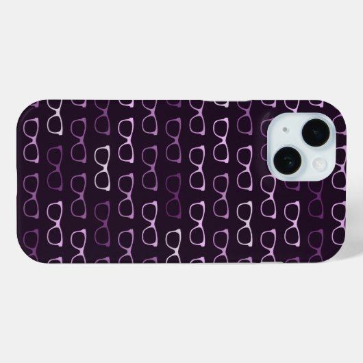 Lila Geeky Hipster Glasses Pattern Case-Mate iPhone Hülle (Rückseite (Horizontal))