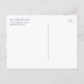 Lila Gefärbte Krawatte Bat Mitzvah Save the Date Ankündigungspostkarte (Rückseite)