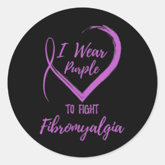Lila gegen Fibromyalgie Runder Aufkleber