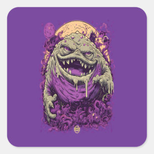 Lila gehörntes Monster Dark Comic Aufkleber