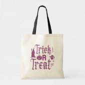 Lila Geister Hexen Spinnen Trick oder Trete Tragetasche (Vorne)