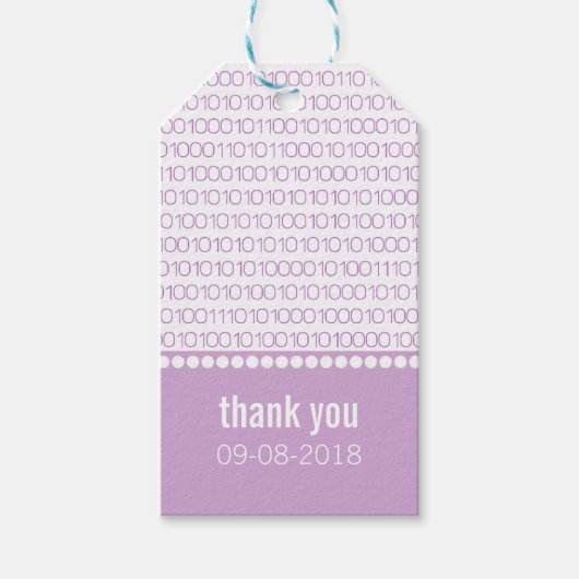 Lila Gek Chic Binary Code Geschenktasten Geschenkanhänger (Vorderseite)