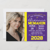 Lila & Gelb Abschluss Foto Einladung (Vorderseite)