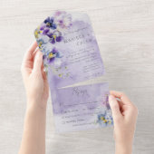 Lila-gelb-bläserne Abendessen All In One Einladung (Abreißen)