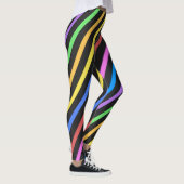 Lila-Gelb-Blau-schwarze Trippelstreifen Leggings (Rechts)