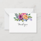 Lila Gelb floral Danke einfach weiß Mitteilungskarte (Vorderseite)