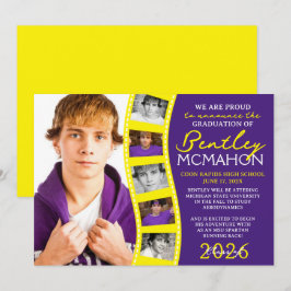 Lila & Gelb Foto Filmstrip Grad Ankündigung