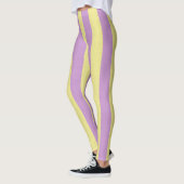 Lila-gelb gestreiftes Muster Leggings (Links)