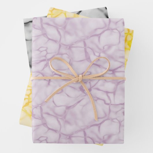Lila-gelb-graues Marmormuster Elegant Geschenkpapier Set (Beispiel)