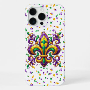 Lila gelb grün Mardi Gras fleur de lis iPhone 16 Pro Max Hülle