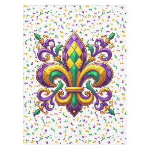 Lila gelb grün Mardi Gras fleur de lis Tischdecke
