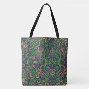 Lila-gelb-grün Mardi Gras Wirbel abstrakt Tasche