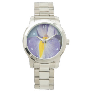 Lila & gelb Iris Raindrops Frauen-Uhr Armbanduhr