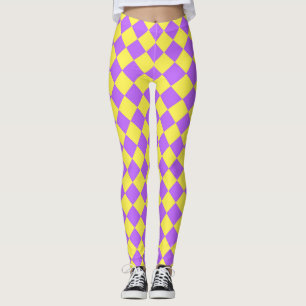 Lila Gelb Karo Diamant Muster  Leggings