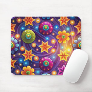 LILA GELB ORANGE GROOVIGE HIPPIE-MUSTER MOUSEPAD