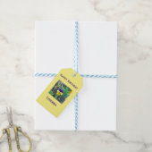 Lila & gelb Pansy Geburtstag Geschenkanhänger (Mit Garn)