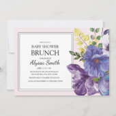 Lila-gelb-rosa Blumendusche Brunch Einladung (Vorderseite)