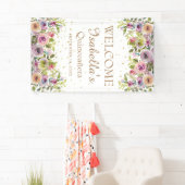 Lila-Gelb-Rosa-Blütengold-Glitzer Quinceañera Banner (Insitu)