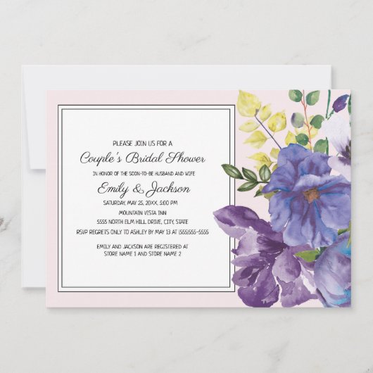 Lila-Gelb-Rosa-Brautparty Einladung (Vorderseite)