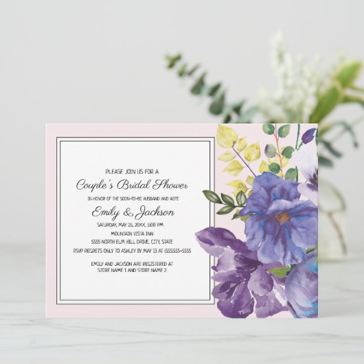 Lila-Gelb-Rosa-Brautparty Einladung (Stehend Vorderseite)