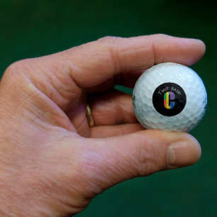 Lila-gelb-roter Anfangsbuchstabe C schwarz Golfball