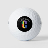 Lila-gelb-roter Anfangsbuchstabe C schwarz Golfball (Vorderseite)