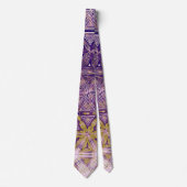 Lila-Gelb-Schwarz-Muster Neck Tie Krawatte (Vorderseite)