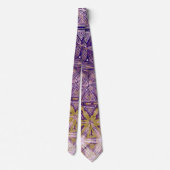 Lila-Gelb-Schwarz-Muster Neck Tie Krawatte (Rückseite)