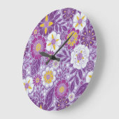 Lila, Gelb und Magenta Große Wanduhr (Winkel)