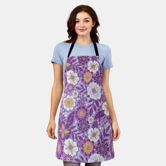 Lila, Gelb und Magenta Schürze (Getragen)
