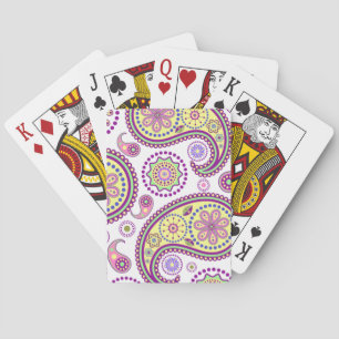 Lila, gelb und rosa Paisley Spielkarten