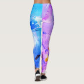 Lila-gelb-weiß-blau-rosa Moderne Elegant Leggings (Rückseite)