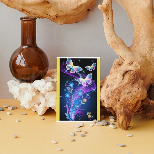 Lila-Gelbblauer Schmetterling Postkarte