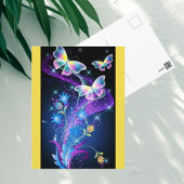Lila-Gelbblauer Schmetterling Postkarte