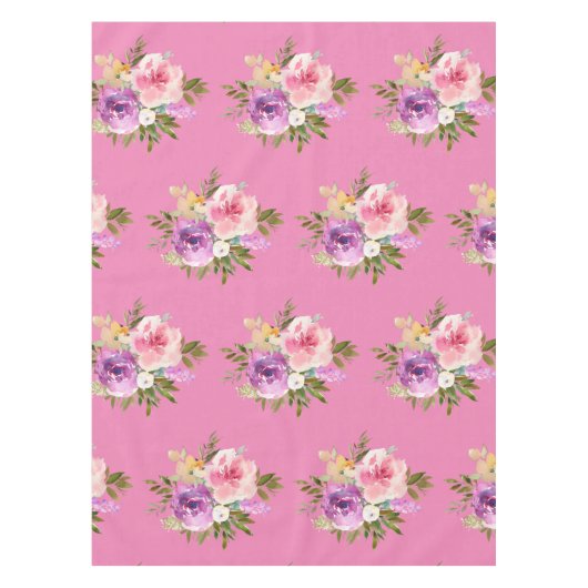 Lila Gelbblütentablette Pink Tischdecke (Vorderseite)