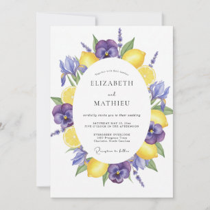 Lila Gelbe Aquarell-Blumenhochzeit Einladung